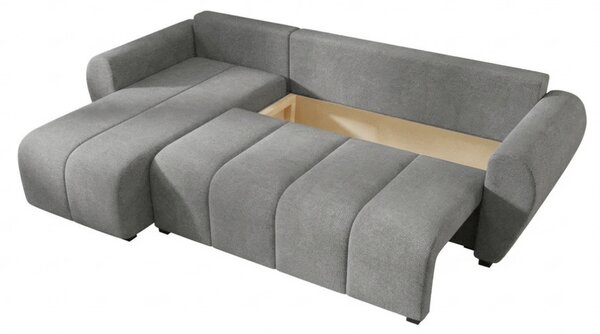 Rozkładana narożna sofa SEVIO 246x145 cm, szara, uniwersalna + 2 poduszki GRATIS