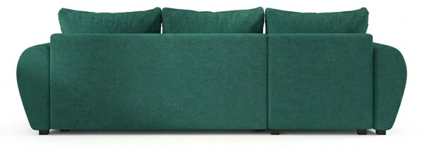 Rozkładana narożna sofa SEVIO 246x145 cm, butelkowozielona, uniwersalna + 2 poduszki GRATIS