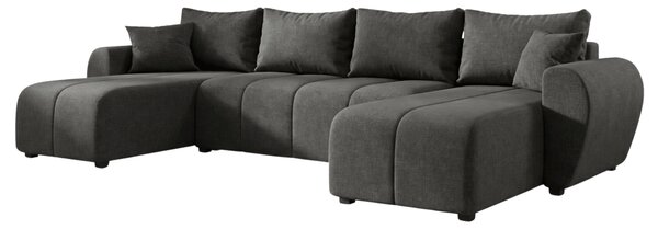 Rozkładana sofa narożna w kształcie U SEVIO 311x145 cm, ciemnoszara + 2 poduszki GRATIS