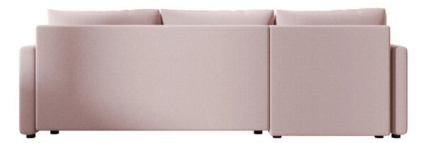 Rozkładana narożna sofa VENORIA 220x143 cm, pudroworóżowa, uniwersalna + 2 poduszki GRATIS