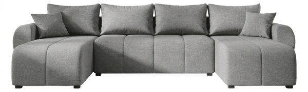 Rozkładana sofa narożna w kształcie U SEVIO 311x145 cm, szara + 2 poduszki GRATIS