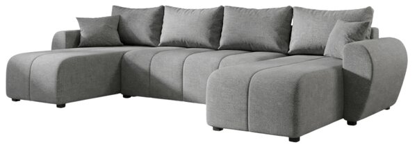 Rozkładana sofa narożna w kształcie U SEVIO 311x145 cm, szara + 2 poduszki GRATIS