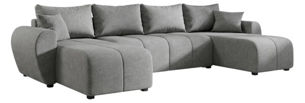 Rozkładana sofa narożna w kształcie U SEVIO 311x145 cm, szara + 2 poduszki GRATIS