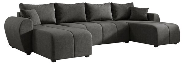 Rozkładana sofa narożna w kształcie U SEVIO 311x145 cm, ciemnoszara + 2 poduszki GRATIS