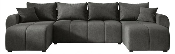Rozkładana sofa narożna w kształcie U SEVIO 311x145 cm, ciemnoszara + 2 poduszki GRATIS