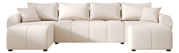 Rozkładana sofa narożna w kształcie U SEVIO 311x145 cm, kremowa + 2 poduszki GRATIS