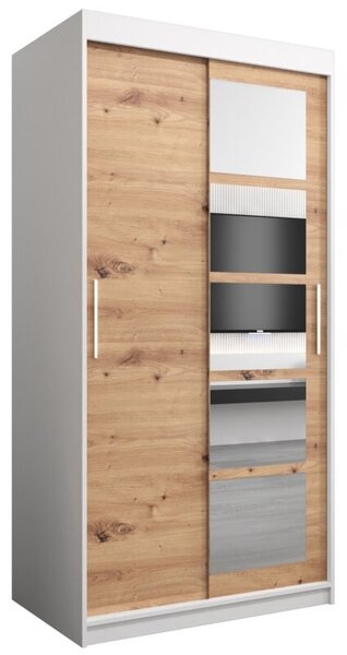 Szafa przesuwna garderoba Roma 1 100 wys. 200 cm biaÅy + artisan