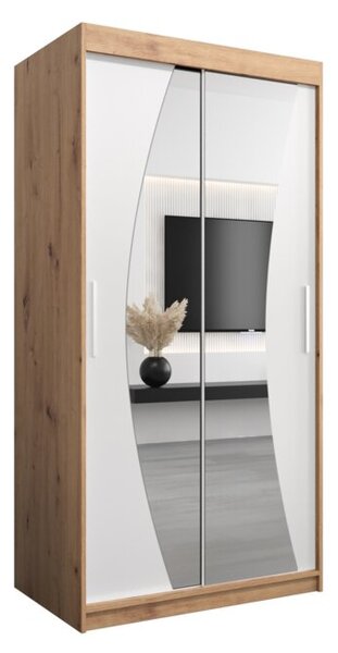 Szafa przesuwna garderoba Wave 100 wys. 200 cm artisan + biaÅy