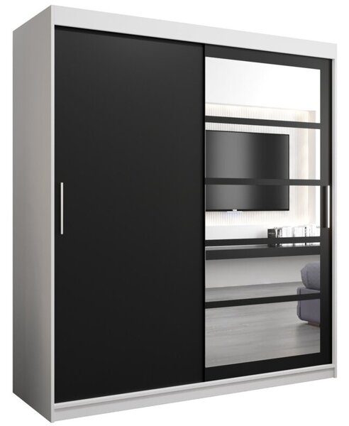 Szafa przesuwna garderoba Roma 1 180 wys. 200 cm biaÅy + czarny