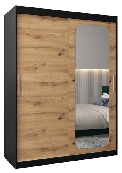 Szafa przesuwna garderoba Promo T2 150 wys. 200 cm czarny + artisan