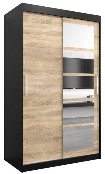 Szafa przesuwna garderoba Roma 1 120 wys. 200 cm czarny + sonoma