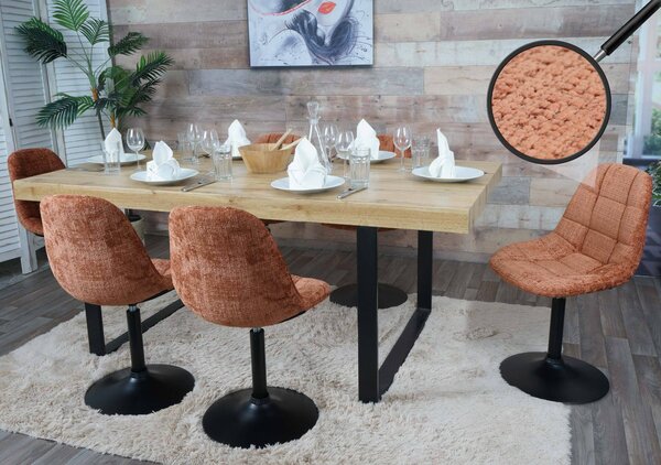 Zestaw 6 krzeseł do jadalni HWC-A60, krzesło kuchenne obrotowe, stal tkanina/tkanina szenilowa (465g/m²) ~ terakota