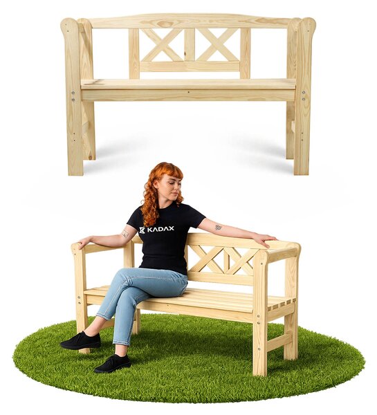 KADAX drewniana ławka parkowa z oparciem 119 cm patio ogród