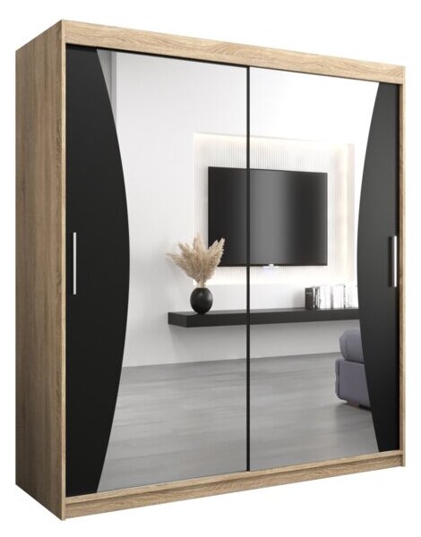 Szafa przesuwna garderoba Monaco 180 wys. 200 cm sonoma + czarny