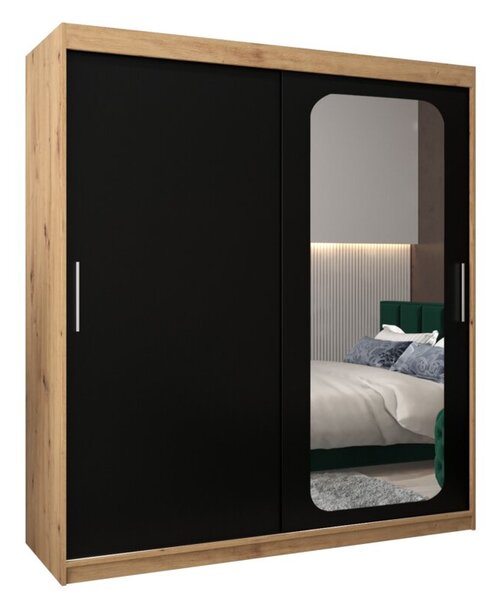 Szafa przesuwna garderoba Promo T2 180 wys. 200 cm artisan + czarny