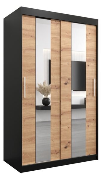 Szafa przesuwna garderoba Pole 120 wys. 200 cm czarny + artisan