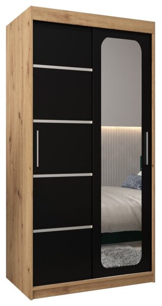Szafa przesuwna garderoba Promo V2 100 wys. 200 cm artisan + czarny