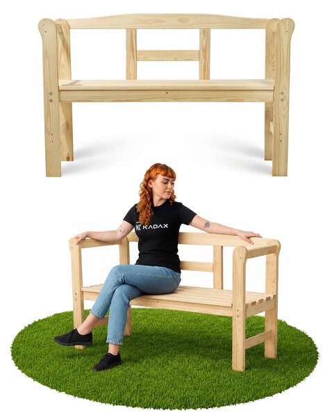KADAX drewniana ławka parkowa z oparciem 119 cm patio ogród