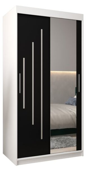 Szafa przesuwna garderoba York 2 100 wys. 200 cm biaÅy + czarny
