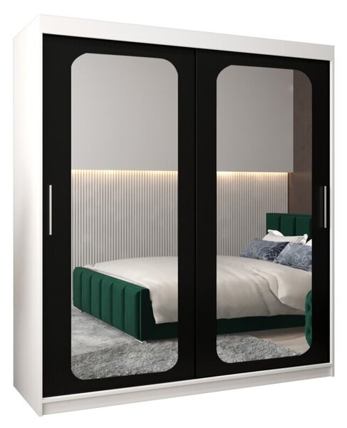 Szafa przesuwna garderoba Promo T3 180 wys. 200 cm biaÅy + czarny