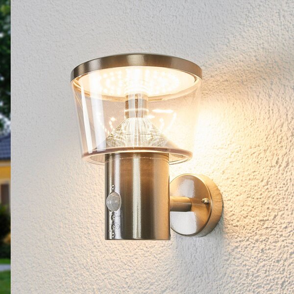Lampa zewnętrzna z czujnikiem ruchu Antje Lindby, aluminiowy / szary / cynkowy, stal szlachetna, nowoczesny