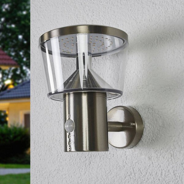 Lampa zewnętrzna z czujnikiem ruchu Antje Lindby, aluminiowy / szary / cynkowy, stal szlachetna, nowoczesny
