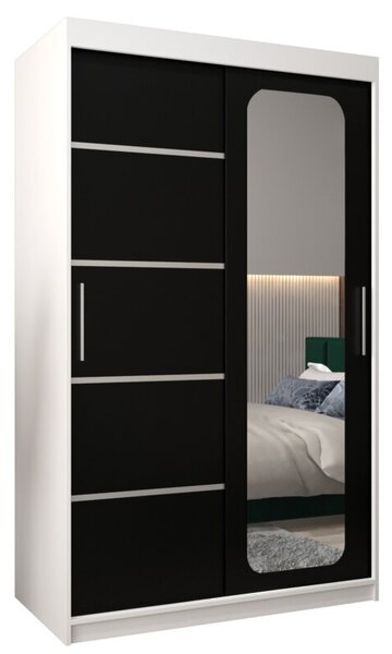 Szafa przesuwna garderoba Promo V2 120 wys. 200 cm biaÅy + czarny