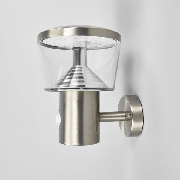 Lampa zewnętrzna z czujnikiem ruchu Antje Lindby, aluminiowy / szary / cynkowy, stal szlachetna, nowoczesny