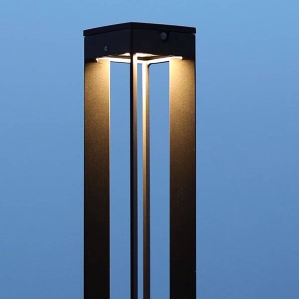 Les Jardins Lampa solarna LED Borne, czujnik 90 cm, szara możliwość ściemniania, aluminiowy / szary / cynkowy, aluminium