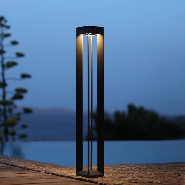 Les Jardins Lampa solarna LED Borne, czujnik 90 cm, szara możliwość ściemniania, aluminiowy / szary / cynkowy, aluminium
