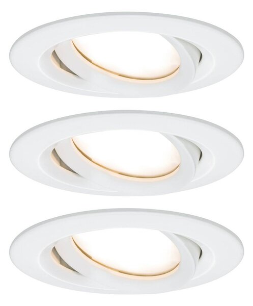 Paulmann Nova Plus 3 szt. spot LED okrągły biały Plus, możliwość ściemniania, biały / opal, przedpokój, aluminium, nowoczesny