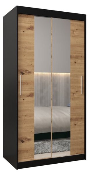 Szafa przesuwna garderoba Tokyo 1 100 wys. 200 cm czarny + artisan