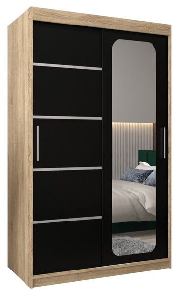 Szafa przesuwna garderoba Promo V2 120 wys. 200 cm sonoma + czarny