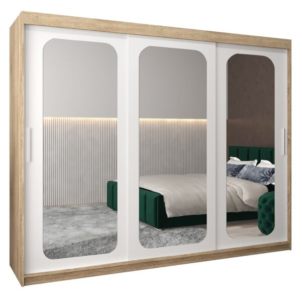Szafa przesuwna garderoba Promo T3 250 wys. 200 cm sonoma + biaÅy