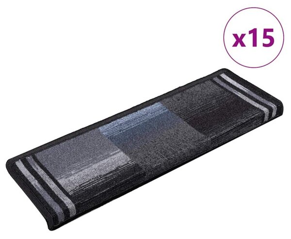 Samoprzylepne nakÅadki na schody 15 szt. 65x21x4cm czarno-szare
