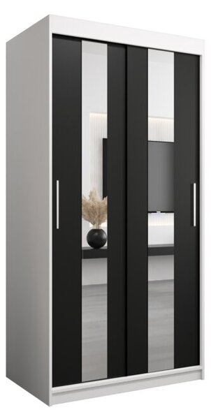 Szafa przesuwna garderoba Pole 100 wys. 200 cm biaÅy + czarny