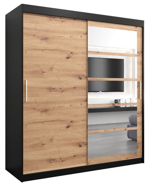 Szafa przesuwna garderoba Roma 1 180 wys. 200 cm czarny + artisan