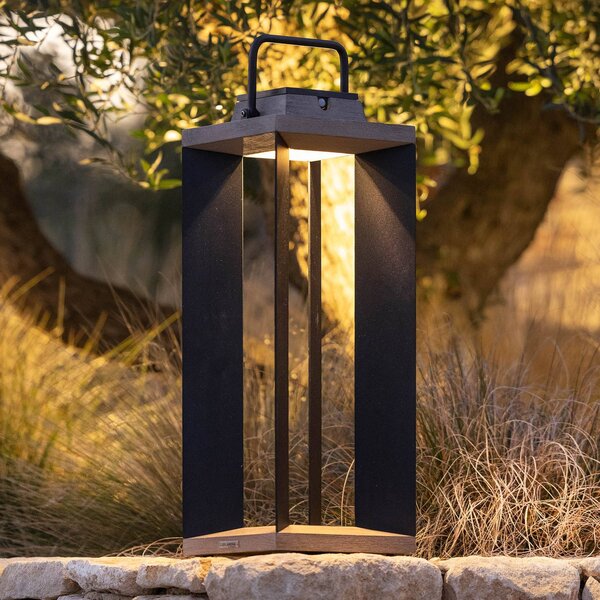 Les Jardins Latarnia solarna Teckalu, aluminium/czarny, 65,5 cm możliwość ściemniania, aluminium