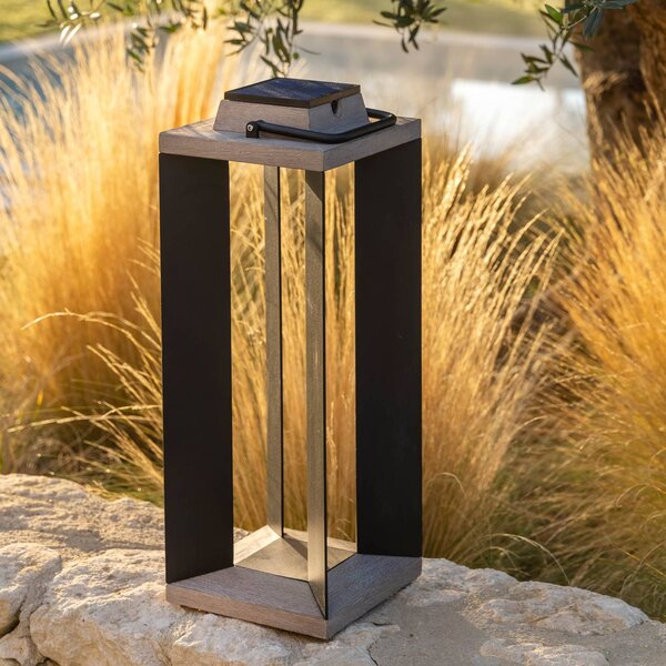 Les Jardins Latarnia solarna Teckalu, aluminium/czarny, 65,5 cm możliwość ściemniania, aluminium