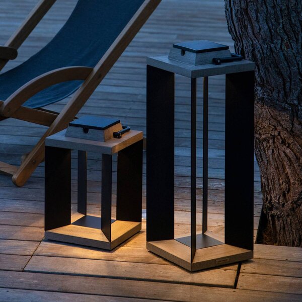 Les Jardins Latarnia solarna Teckalu, aluminium/czarny, 65,5 cm możliwość ściemniania, aluminium