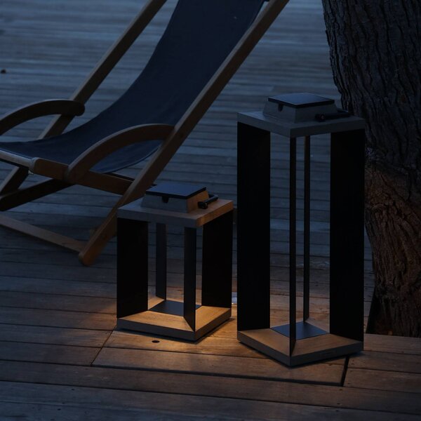 Les Jardins Latarnia solarna Teckalu, aluminium/czarny, 65,5 cm możliwość ściemniania, aluminium