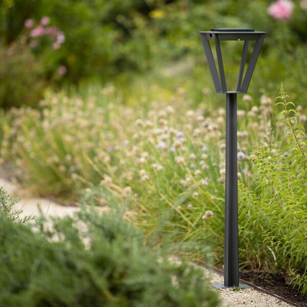 Les Jardins Lampa cokołowa solarna LED Metro czujnik, szara Metro, możliwość ściemniania, aluminiowy / szary / cynkowy, aluminium