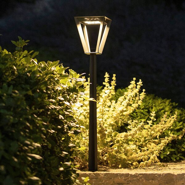 Les Jardins Lampa cokołowa solarna LED Metro czujnik, szara Metro, możliwość ściemniania, aluminiowy / szary / cynkowy, aluminium