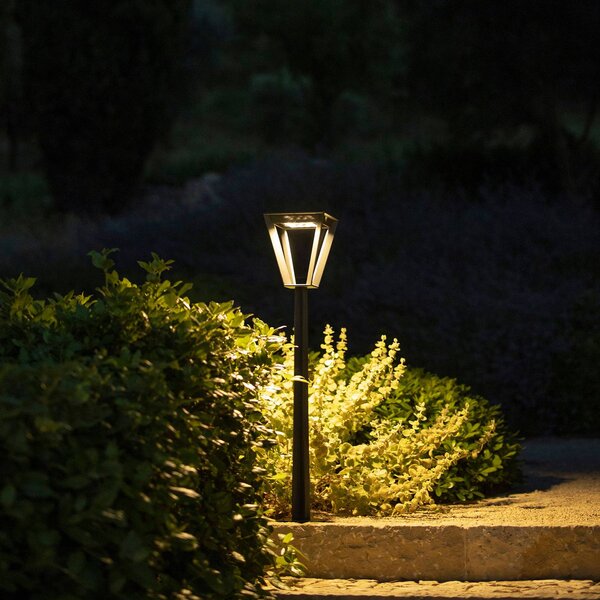 Les Jardins Lampa cokołowa solarna LED Metro czujnik, szara Metro, możliwość ściemniania, aluminiowy / szary / cynkowy, aluminium