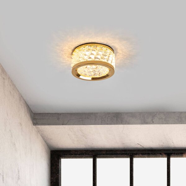 ORION Z kryształowymi ozdobami - lampa wpuszczana IWEN IWEN, możliwość ściemniania, mosiężny / złoty, salon / jadalnia, metal