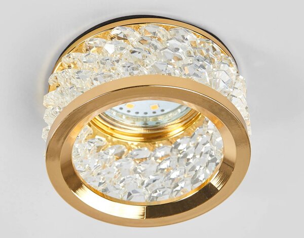 ORION Z kryształowymi ozdobami - lampa wpuszczana IWEN IWEN, możliwość ściemniania, mosiężny / złoty, salon / jadalnia, metal