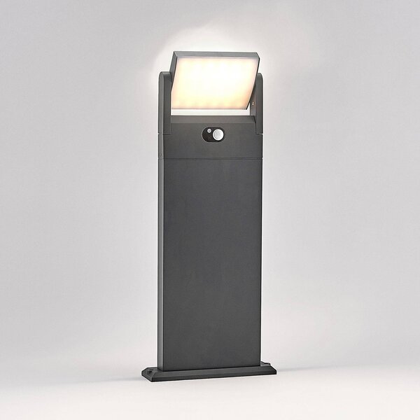 Słoneczny słupek oświetleniowy LED Lindby Novalie, aluminiowy / szary / cynkowy, aluminium, nowoczesny