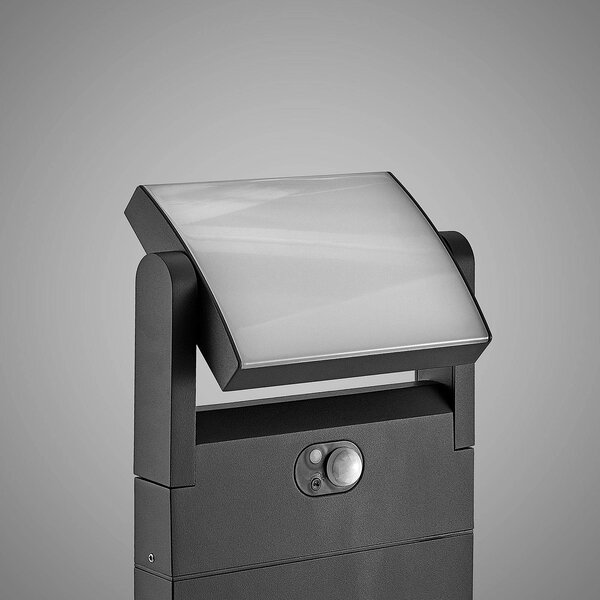 Słoneczny słupek oświetleniowy LED Lindby Novalie, aluminiowy / szary / cynkowy, aluminium, nowoczesny