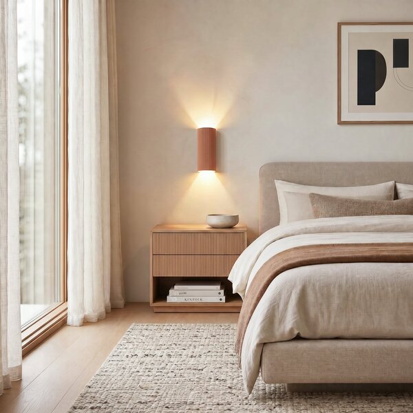 Lampa Ścienna Lindby, Colja, ściemnialny, brąz rdzawy, salon, gips | glina, nowoczesny