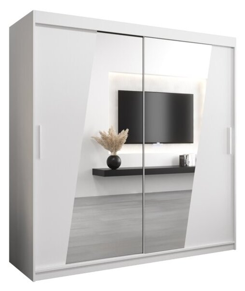 Szafa przesuwna garderoba Rhomb 200 wys. 200 cm biaÅy + biaÅy